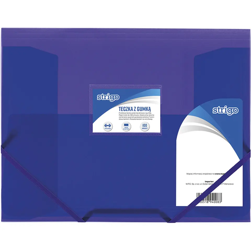 ⁨Teczka z gumką PP A4 fioletowa SF027 STRIGO⁩ w sklepie Wasserman.eu