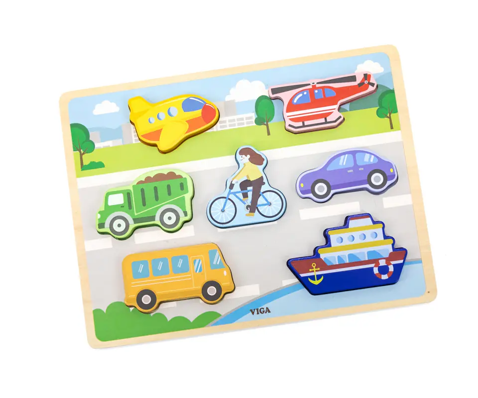 ⁨Viga 44701 Puzzle na podkładce 7 elementów- transport⁩ w sklepie Wasserman.eu