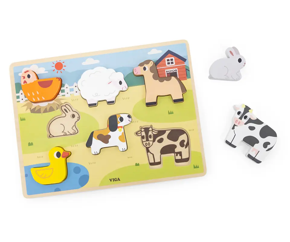 ⁨Viga 44702 Puzzle na podkładce 7 elementów- farma⁩ w sklepie Wasserman.eu