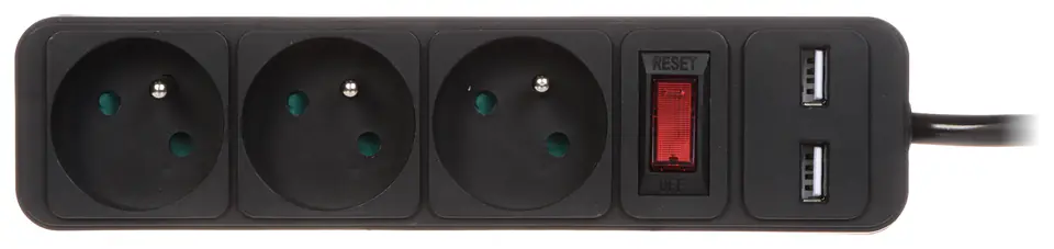 ⁨LISTWA ZASILAJĄCA PR-1.5M-3G-SW/USB/B (3 GNIAZDA + 2 USB) 1.3 m⁩ w sklepie Wasserman.eu