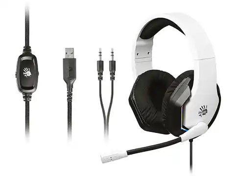 ⁨A4TECH Bloody G260p USB+AUX3.5 White RGB Headphones⁩ at Wasserman.eu