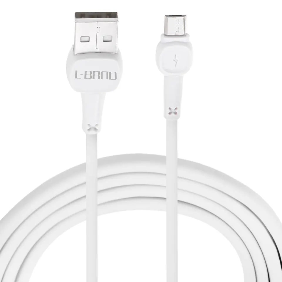 ⁨L-BRNO Kabel USB - micro USB ładowarka szybkie ładowanie Quick Charge biały 2A 100 cm⁩ w sklepie Wasserman.eu