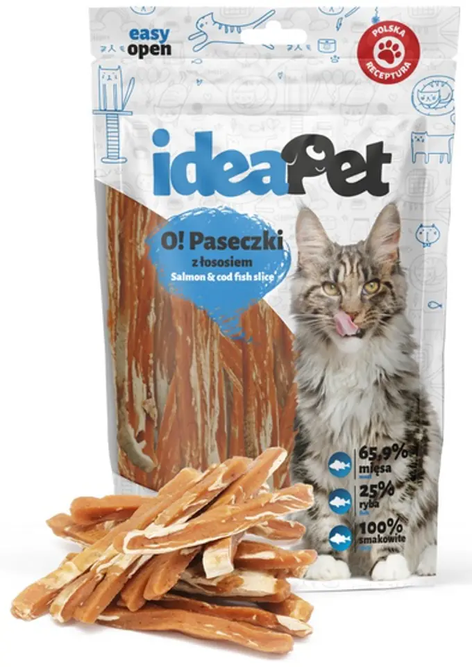 ⁨IdeaPet O! Kot Paski z łososiem 60g⁩ w sklepie Wasserman.eu