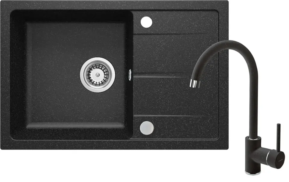 Granite sink with 1-bowl faucet with drainer at Wasserman.eu
