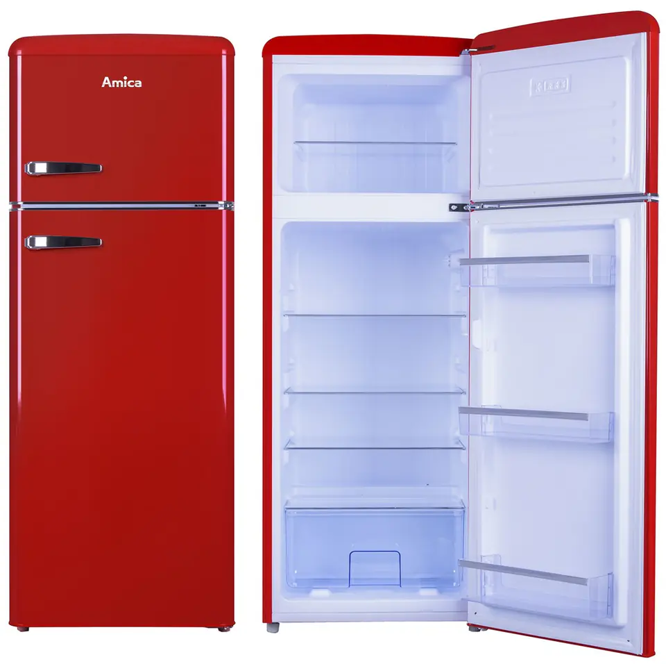 ⁨Amica KGC15630R fridge-freezer Freestanding 213 L E Red⁩ at Wasserman.eu