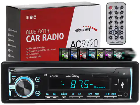 ⁨Audiocore AC9720 ISO Bluetooth Multicolor MP3 / WMA / USB / RDS / SD Radio⁩ at Wasserman.eu