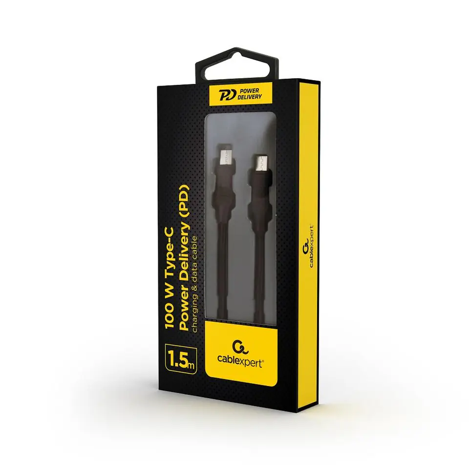 Kabel USB typ C(CM/CM) 100W Power Delivery (PD) 1.5m czarny Gembird w sklepie Wasserman.eu
