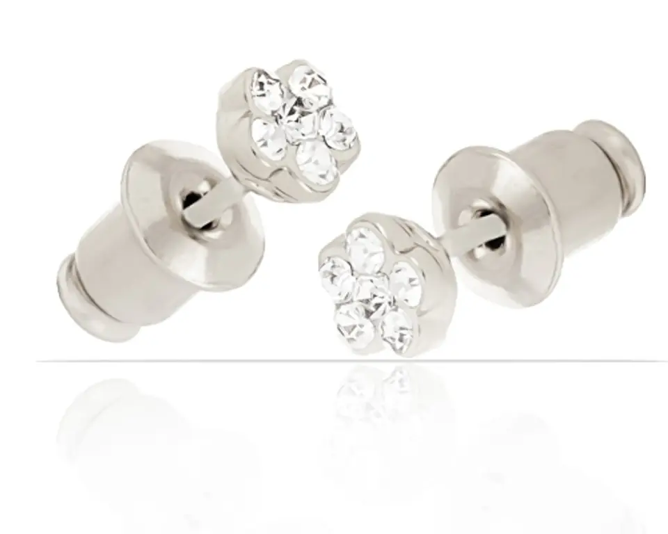 ⁨Flower stick earrings with crystals (P8348AG)⁩ at Wasserman.eu