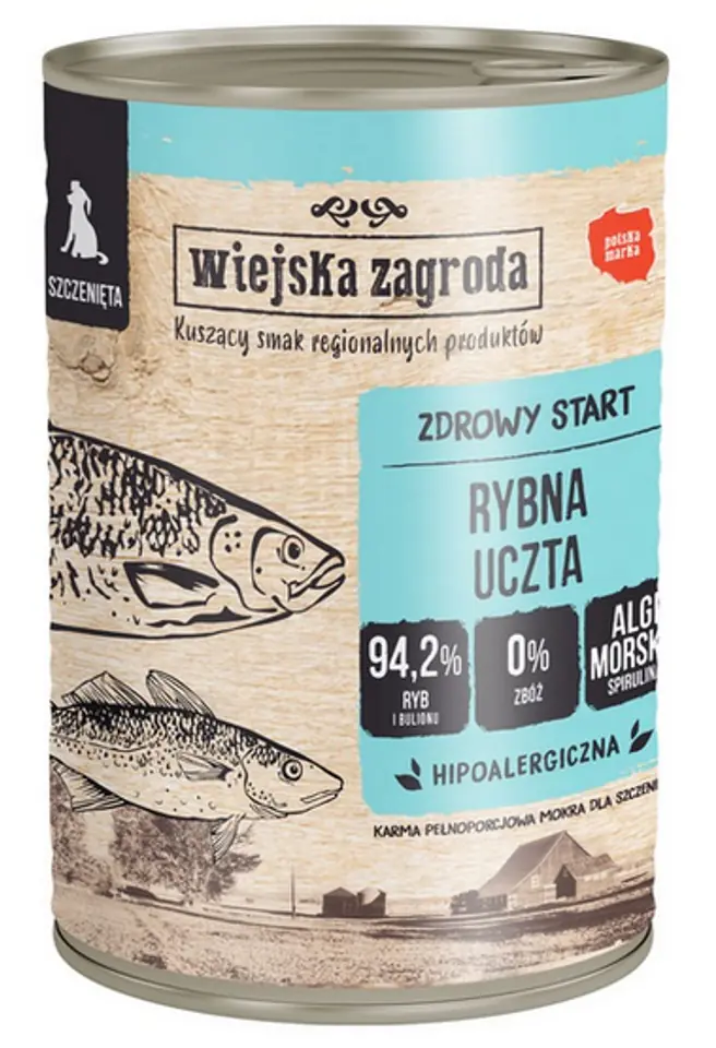 ⁨Wiejska Zagroda Rybna uczta Puppy puszka 400g⁩ w sklepie Wasserman.eu