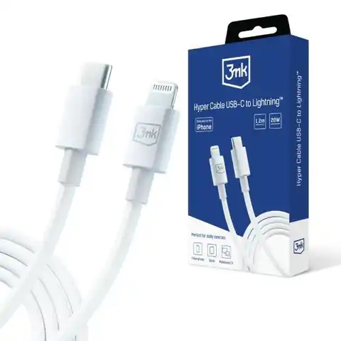 ⁨3MK Hyper Cable USB-C - Lightning 20W 1.2m Biały/White Kabel⁩ w sklepie Wasserman.eu