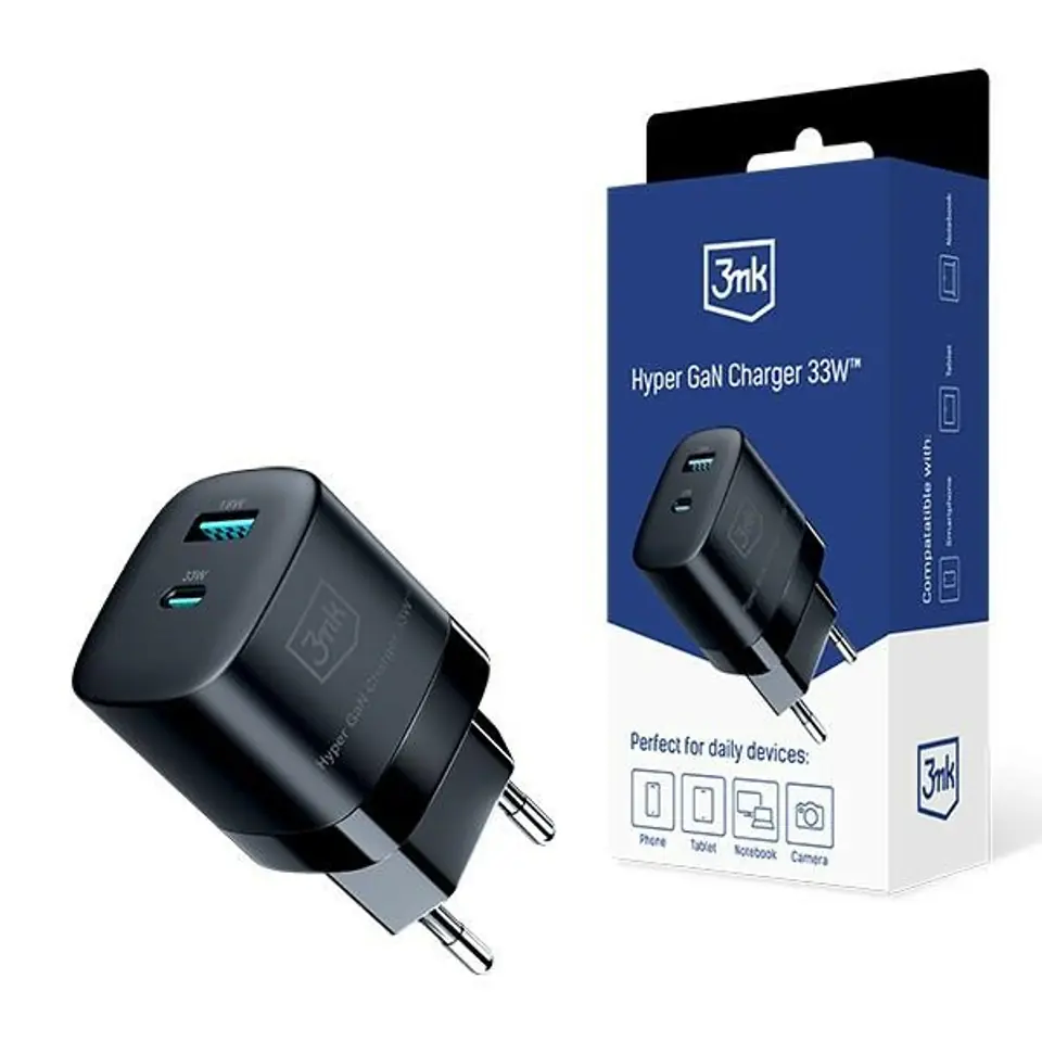 ⁨3MK Hyper GaN Charger 33W ład. sieć. Czarny/Black⁩ w sklepie Wasserman.eu