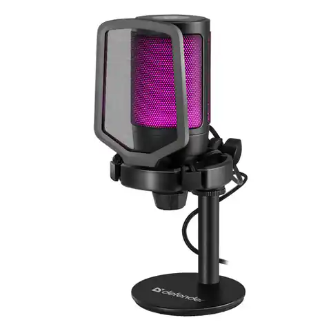 ⁨Defender, do streamowania mikrofon, IMPULSE GMC 600, regulacja głośności, czarny, Podświetlany RGB⁩ w sklepie Wasserman.eu