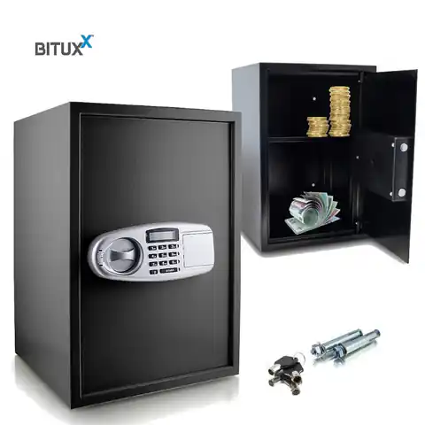 ⁨Black armored cabinet Savings safe with electronic combination lock⁩ at Wasserman.eu