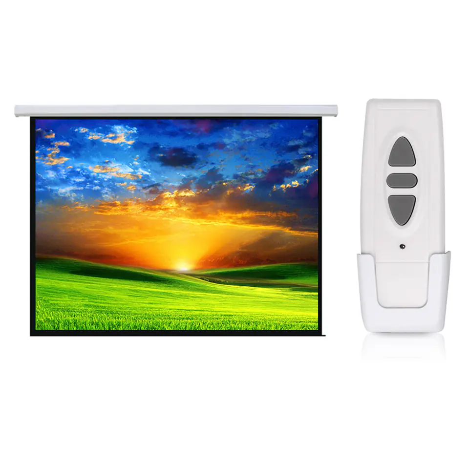 ⁨Ekran projekcyjny Maclean, elektryczny, sterowanie ścienne i z pilota, 167", 1:1, 300x300cm, MC-562⁩ w sklepie Wasserman.eu