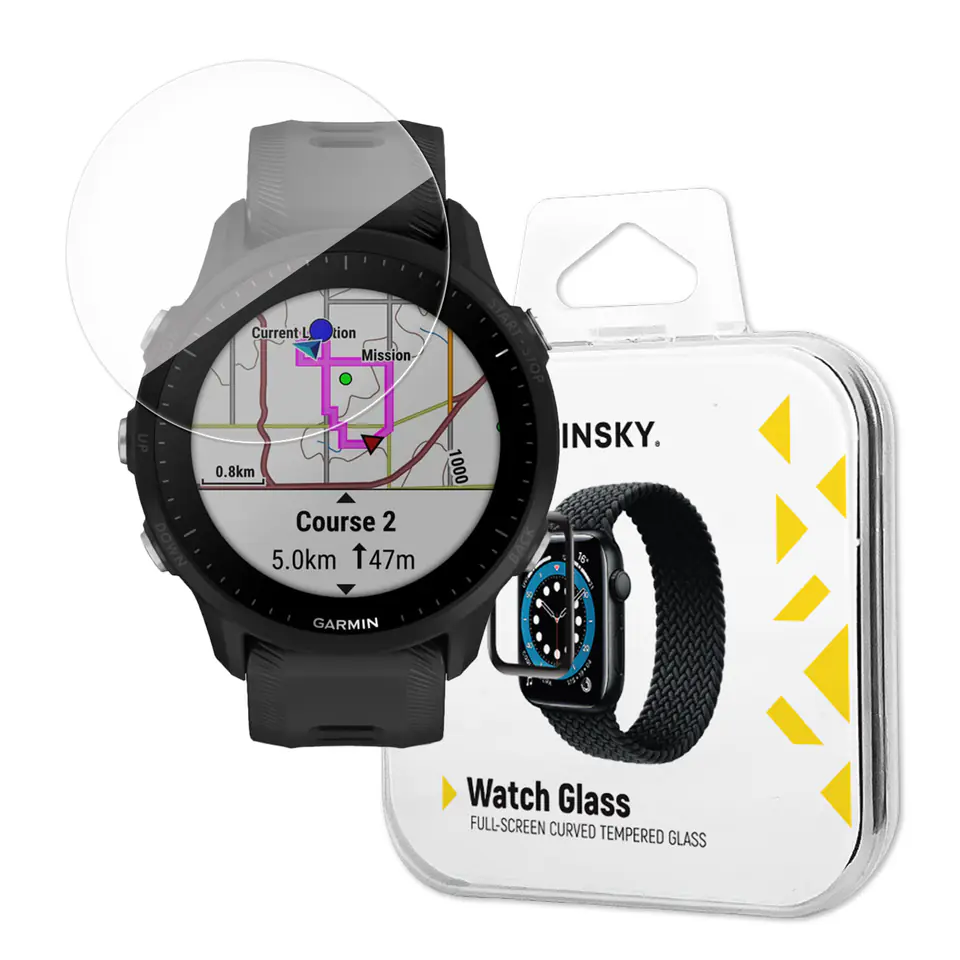 ⁨Szkło hartowane 9H na cały ekran Garmin Forerunner 955 z czarną ramką Full Glue⁩ w sklepie Wasserman.eu