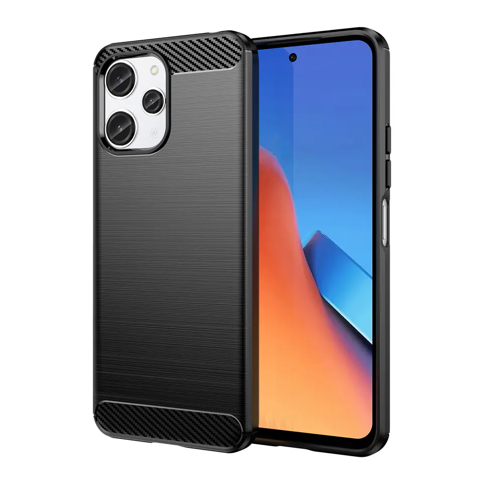⁨Elastyczne etui pokrowiec wzór karbon do Xiaomi Redmi 12 Carbon Case czarne⁩ w sklepie Wasserman.eu