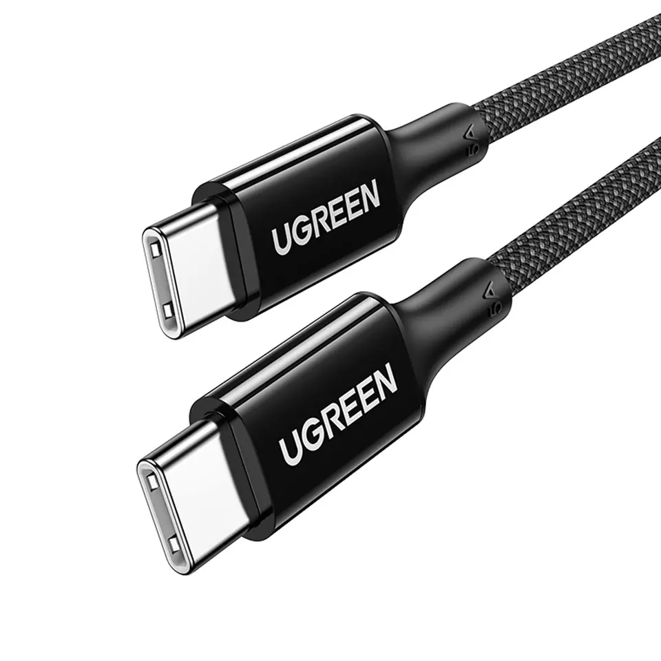 ⁨Kabel przewód USB-C w oplocie PD 100W 5A 480Mb/s 1m czarny⁩ w sklepie Wasserman.eu