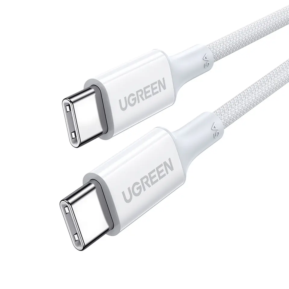 ⁨Kabel przewód USB-C w oplocie PD 100W 5A 480Mb/s 1m biały⁩ w sklepie Wasserman.eu