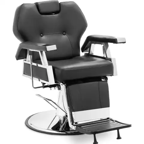 ⁨Fotel fryzjerski barberski z podnóżkiem PRESTON - czarny⁩ w sklepie Wasserman.eu