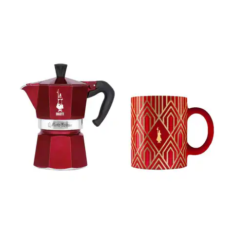 ⁨Coffee maker BIALETTI DECO GLAMOUR Moka Express 3tz + mug Red⁩ at Wasserman.eu