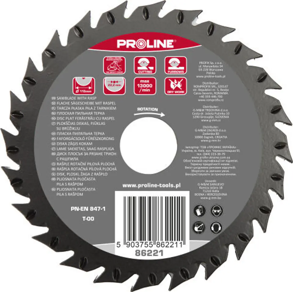 ⁨Flat saw disc with saw with saw thick teeth 115mm proline⁩ at Wasserman.eu