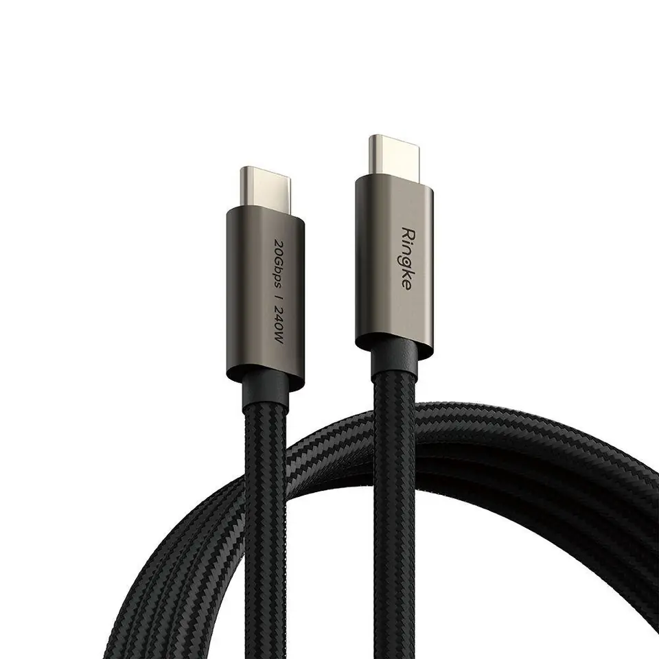 ⁨Kabel PD 240W 1m USB-C - USB-C Ringke USB 3.2 GEN 2X2 czarny⁩ w sklepie Wasserman.eu