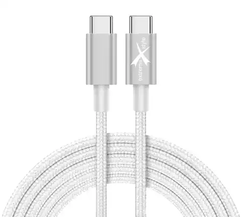 ⁨Kabel pleciony ze złączami USB typ-C 2m biały⁩ w sklepie Wasserman.eu