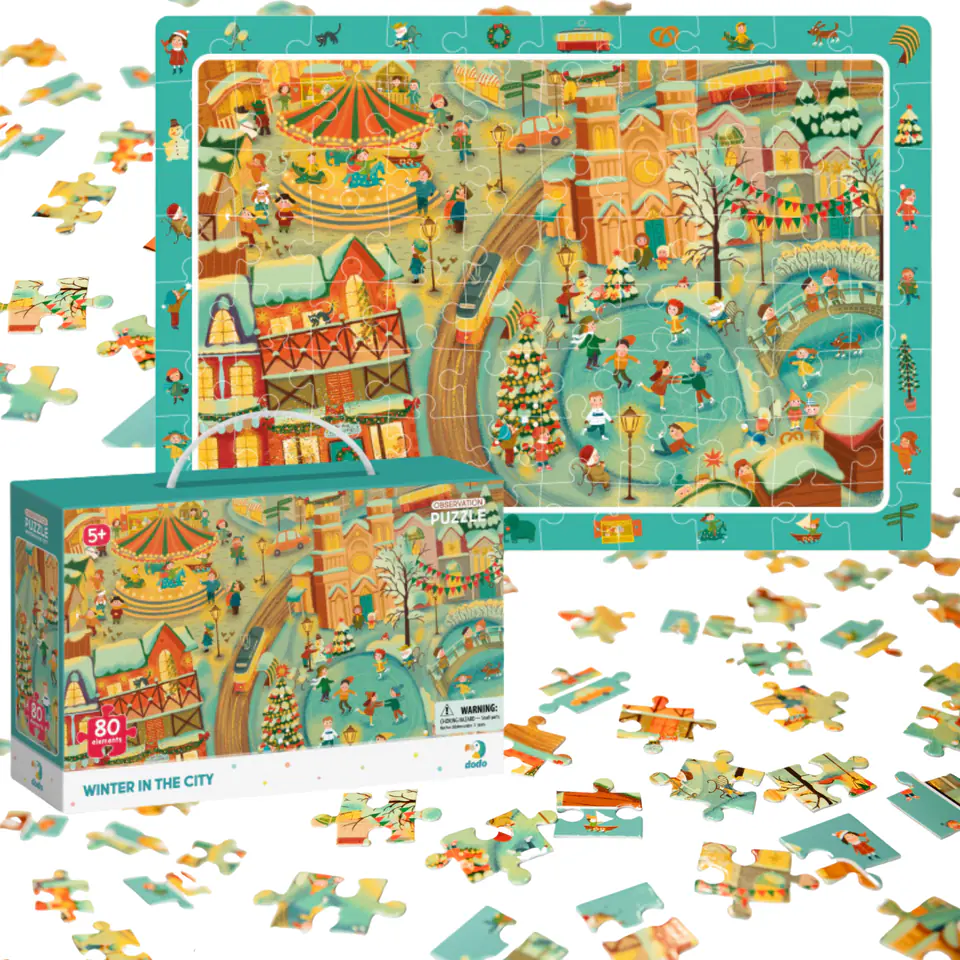 ⁨PUZZLE OBSERWACYJNE ZIMA W MIEŚCIE 80 ELEMENTOW DO UŁOŻENIA DLA DZIECI⁩ w sklepie Wasserman.eu