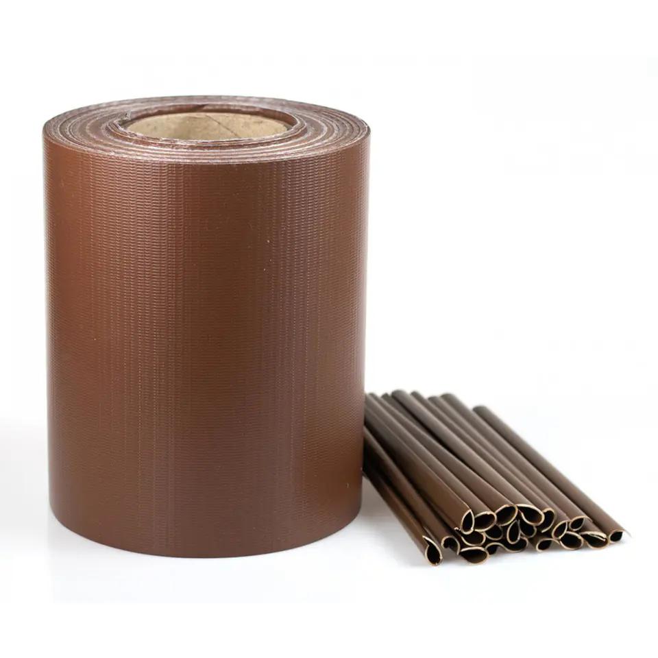 ⁨Taśma ogrodzeniowa z klipsami 19 cm x 35 mb brązowy⁩ w sklepie Wasserman.eu