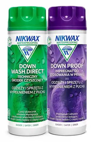 ⁨Zestaw pielęgnacyjny Nikwax Down Wash + Down Proof 2*300 ml⁩ w sklepie Wasserman.eu
