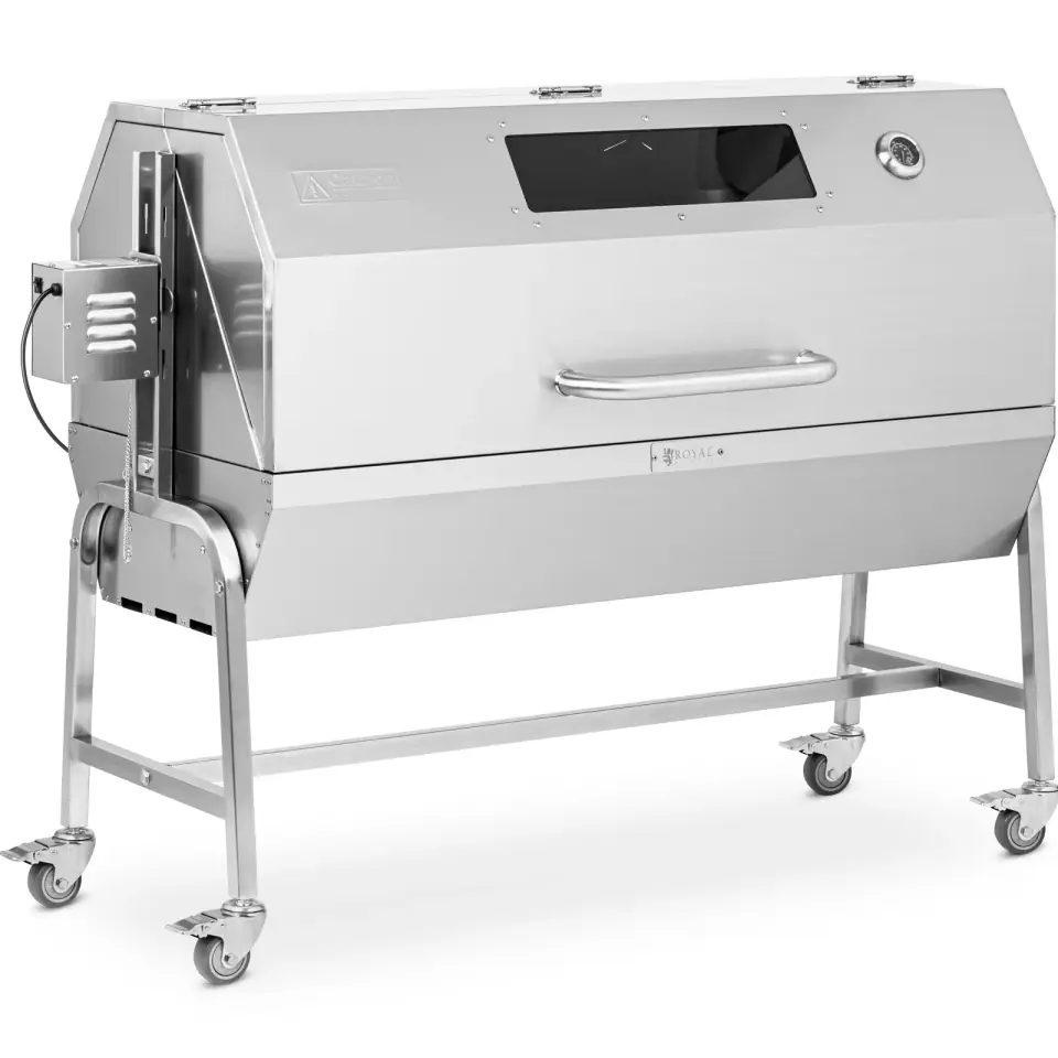 ⁨Grill węglowy z rożnem obrotowym elektrycznym do pieczenia prosiaka 18 W 40 kg 138 cm⁩ w sklepie Wasserman.eu