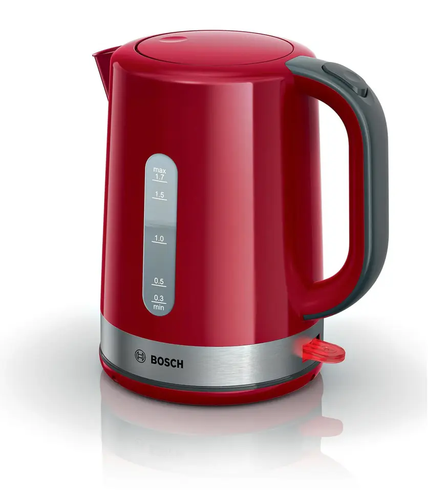 ⁨Bosch TWK6A514 electric kettle 1.7 L 2200 W Grey, Red⁩ at Wasserman.eu