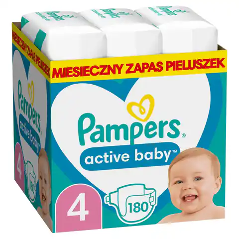 ⁨Pampers Active Baby Monthly Pack Boy/Girl 4 180 pc(s)⁩ at Wasserman.eu