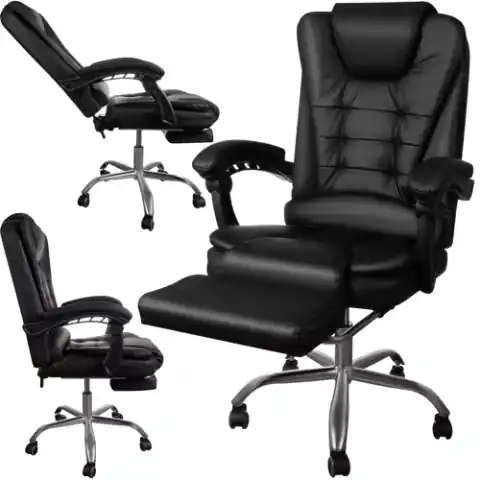 ⁨Fotel biurowy z podnóżkiem- czarny Malatec 23286⁩ w sklepie Wasserman.eu