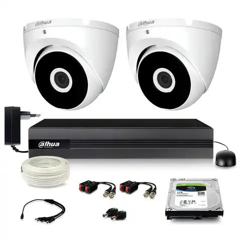 ⁨Zestaw monitoringu Dahua COOPER XVR 1TB 2x Kamera kopułkowa FullHD⁩ w sklepie Wasserman.eu