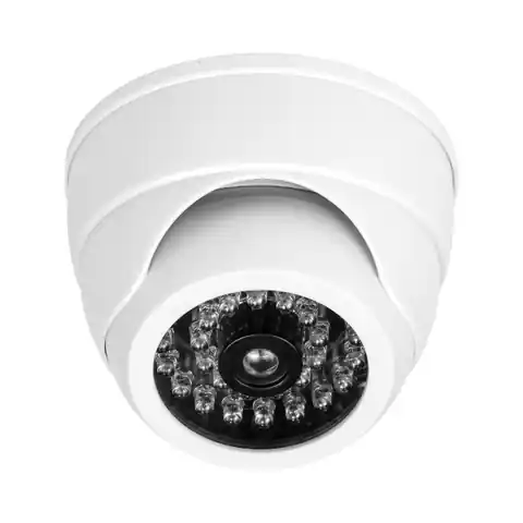 ⁨Atrapa kamery monitorującej z podczerwienią CCTV, bateryjna, MINI, biała⁩ w sklepie Wasserman.eu