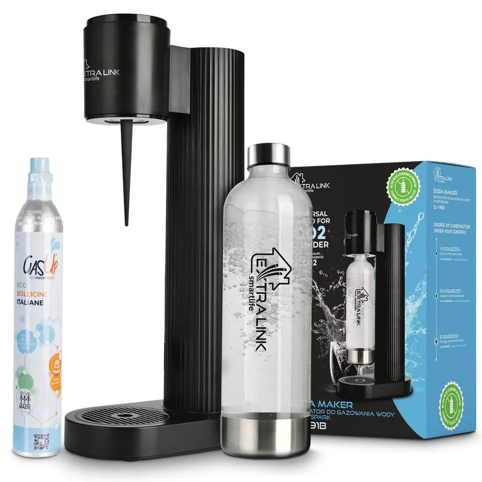 ⁨EXTRALINK SMART LIFE ZESTAW SATURATOR HYDROSPARK BLACK SJ-191B + BUTELKA 1L + CYLINDER CO2 425G⁩ w sklepie Wasserman.eu