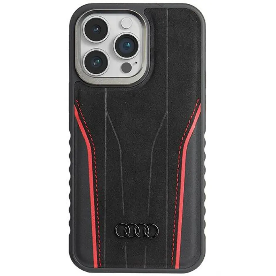 ⁨Audi Genuine Leather MagSafe iPhone 14 Pro 6.1" czarno-czerwony/black-red hardcase AU-TPUPCMIP14P-R8/D3-RD⁩ w sklepie Wasserman.eu