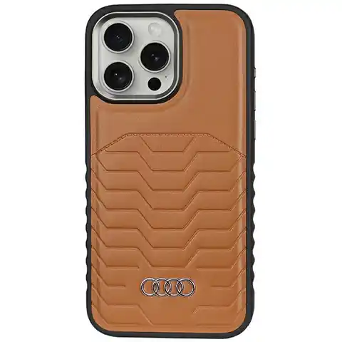 ⁨Audi Synthetic Leather MagSafe iPhone 15 Pro Max 6.7" brązowy/brown hardcase AU-TPUPCMIP15PM-GT/D3-BN⁩ w sklepie Wasserman.eu