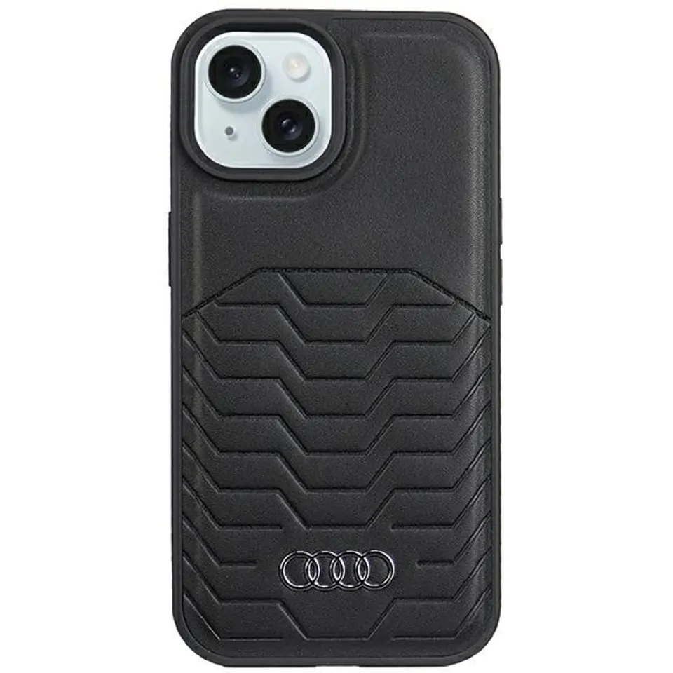 ⁨Audi Synthetic Leather MagSafe iPhone 15 / 14 / 13 6.1" czarny/black hardcase AU-TPUPCMIP15-GT/D3-BK⁩ w sklepie Wasserman.eu