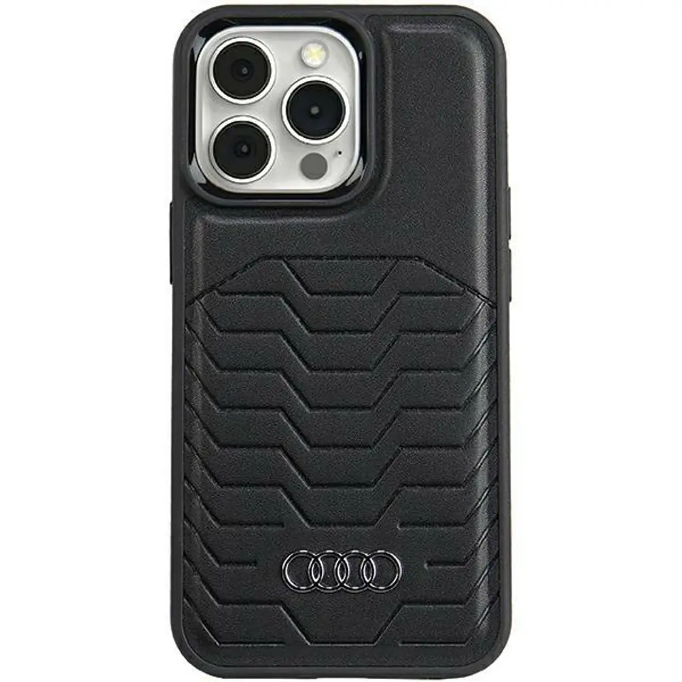 ⁨Audi Synthetic Leather MagSafe iPhone 15 Pro 6.1" czarny/black hardcase AU-TPUPCMIP15P-GT/D3-BK⁩ w sklepie Wasserman.eu