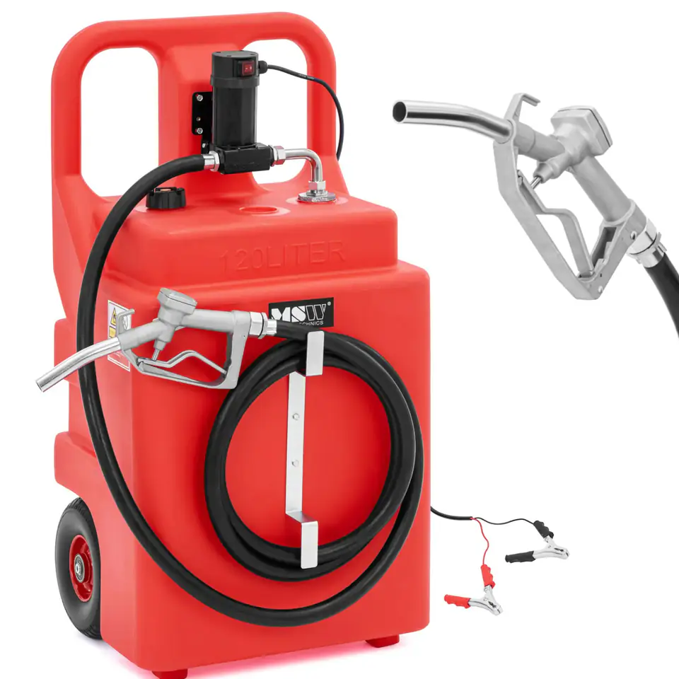 Przenośny zbiornik paliwa z elektryczną pompą nalewakiem na kółkach 37 l/min 120 l w sklepie Wasserman.eu