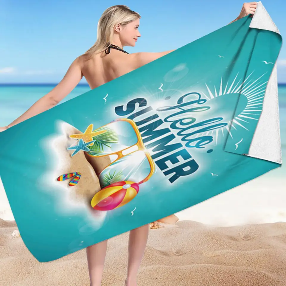 ⁨Ręcznik plażowy prostokątny HELLO SUMMER 150x70 REC54WZ5⁩ w sklepie Wasserman.eu
