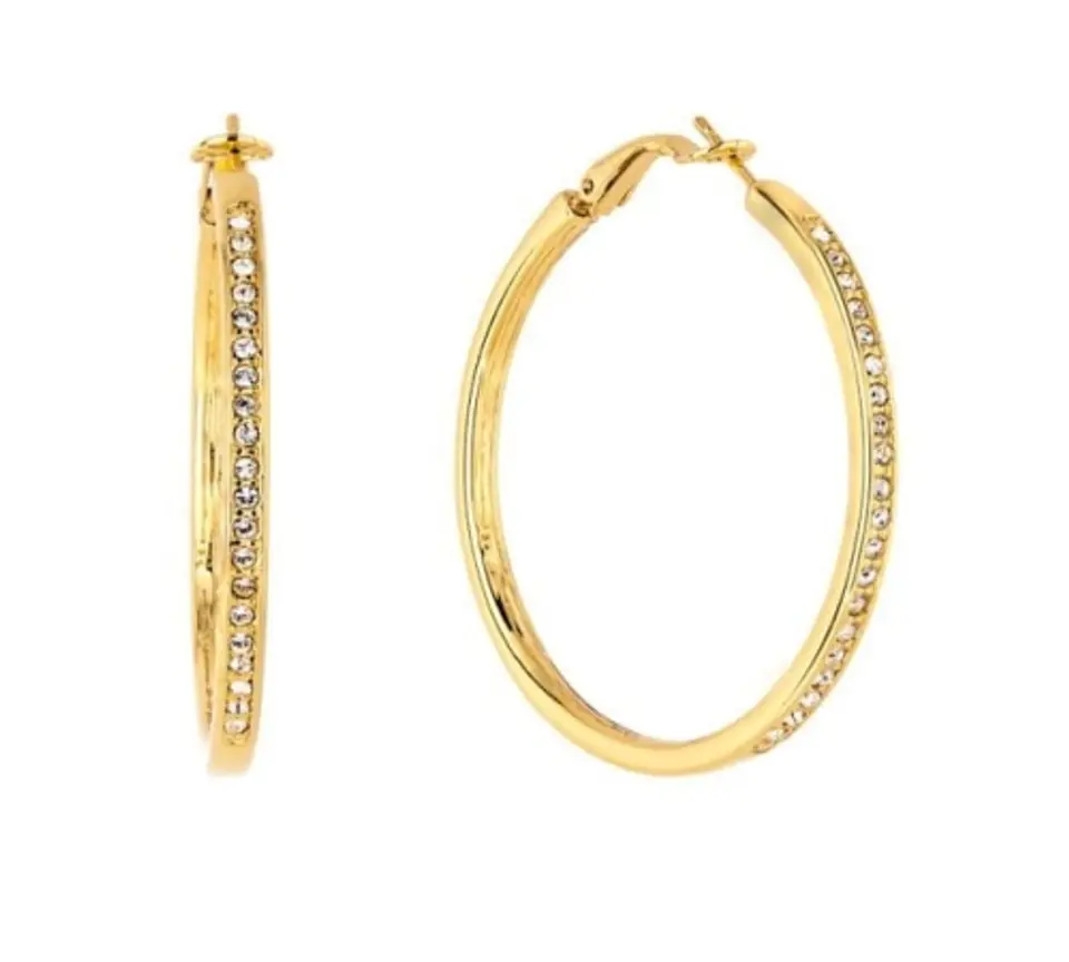 ⁨Circle earrings with numerous crystals (P12358AU)⁩ at Wasserman.eu