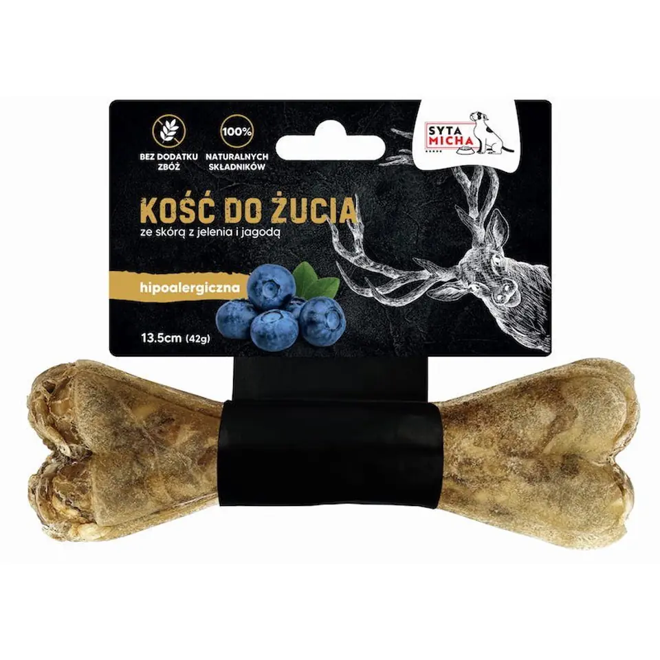⁨SYTA MICHA Deer skin and berry bone - dog treat - 13.5 cm⁩ at Wasserman.eu