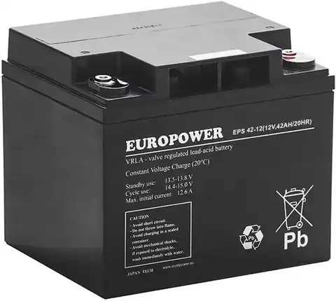 ⁨Akumulator AGM EUROPOWER serii EPS 12V 42Ah (Żywotność 8-12 lat)⁩ w sklepie Wasserman.eu