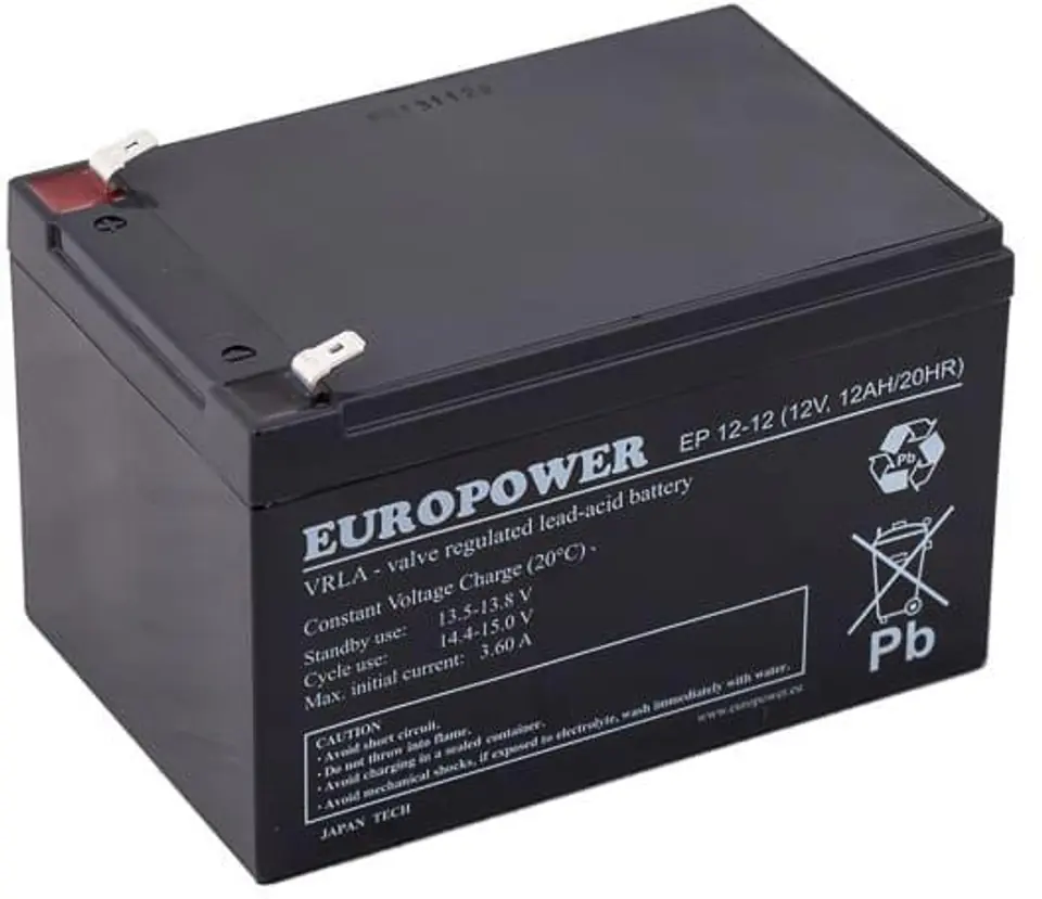 ⁨AGM BATTERY EUROPOWER EP series 12V 12Ah (Service life 6-9 years)⁩ at Wasserman.eu