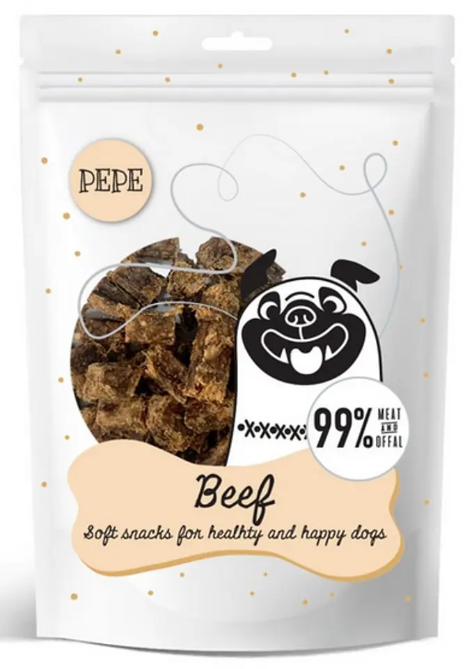 ⁨Paka Zwierzaka PEPE Mini Chunkies Beef (wołowina) 70g⁩ w sklepie Wasserman.eu