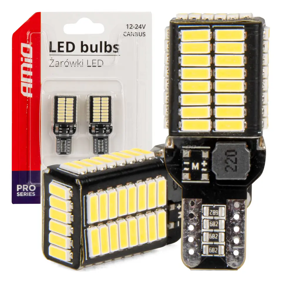 ⁨Żarówki led canbus pro series t15e w16w 54x4014 smd white 12v 24v amio-03724⁩ w sklepie Wasserman.eu