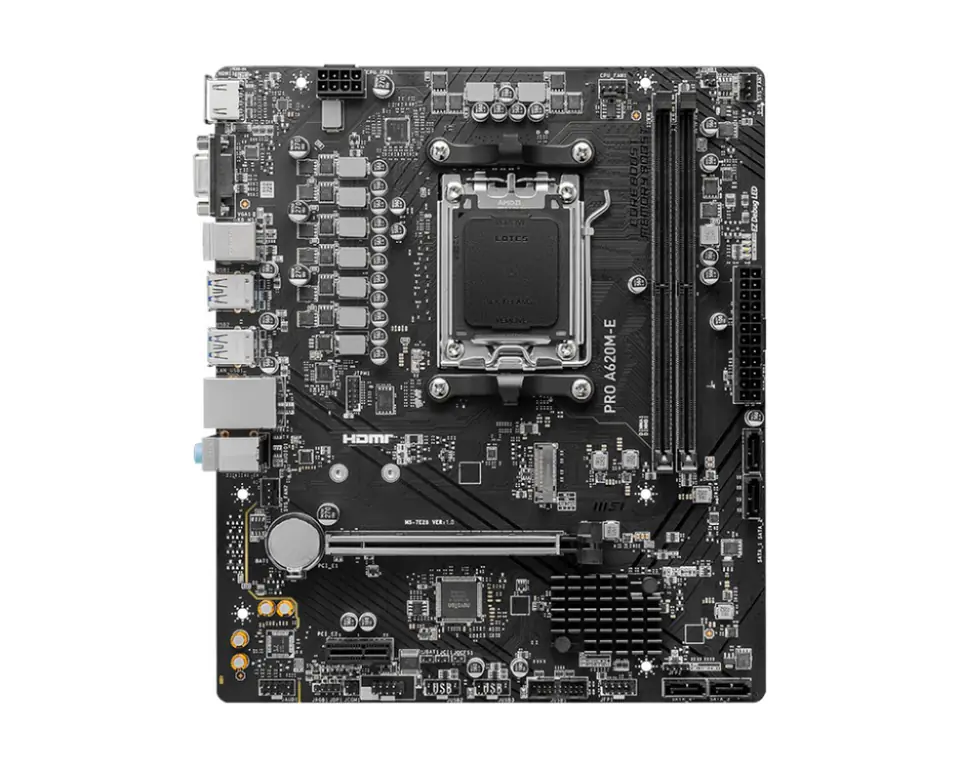 ⁨MSI PRO A620M-E motherboard AMD A620 Socket AM5 micro ATX⁩ at Wasserman.eu